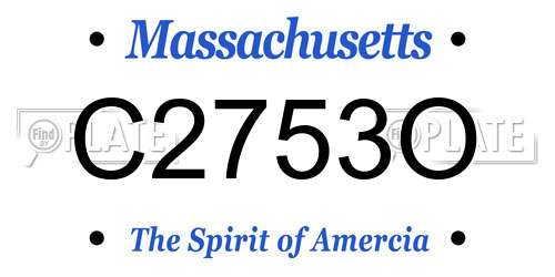 C2753O Massachusetts License Plate