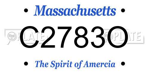 C2783O Massachusetts License Plate