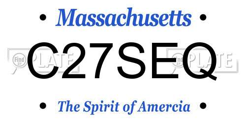 C27SEQ Massachusetts License Plate