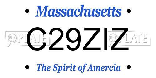 C29ZIZ Massachusetts License Plate