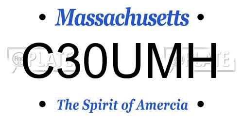 C30UMH Massachusetts License Plate