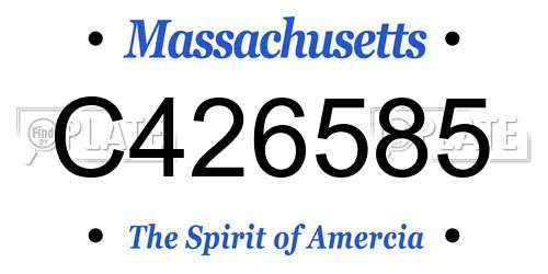 C426585 Massachusetts License Plate