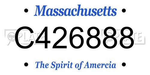 C426888 Massachusetts License Plate