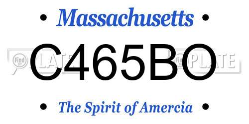 C465BO Massachusetts License Plate