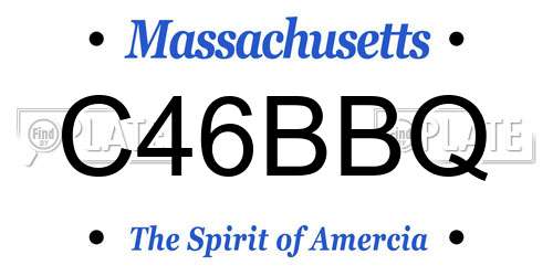 C46BBQ Massachusetts License Plate