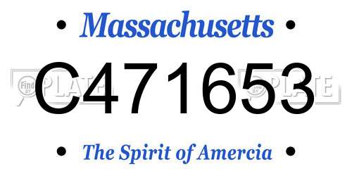 C471653 Massachusetts License Plate