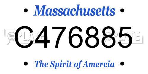 C476885 Massachusetts License Plate