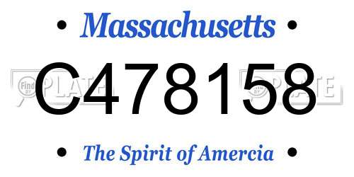 C478158 Massachusetts License Plate