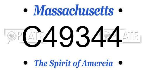C49344 Massachusetts License Plate