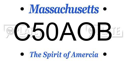C50AOB Massachusetts License Plate
