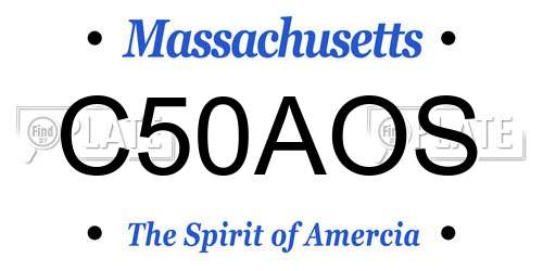 C50AOS Massachusetts License Plate