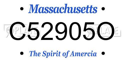 C52905O Massachusetts License Plate