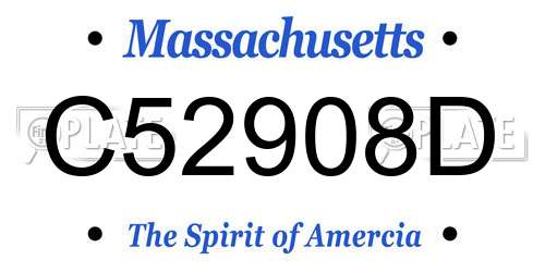 C52908D Massachusetts License Plate