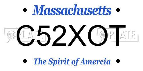 C52XOT Massachusetts License Plate