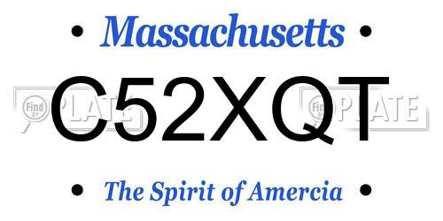 C52XQT Massachusetts License Plate