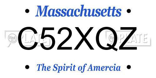 C52XQZ Massachusetts License Plate