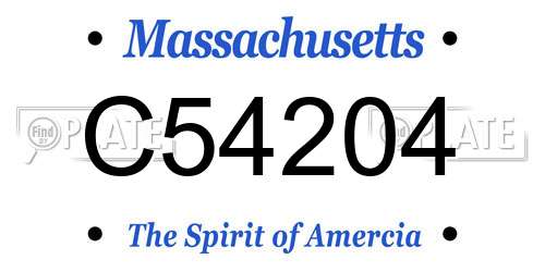 C54204 Massachusetts License Plate