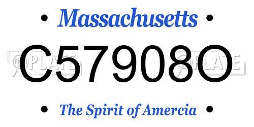 C57908O Massachusetts License Plate