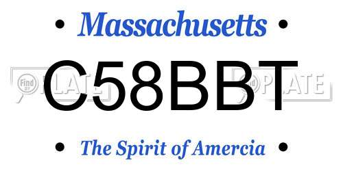 C58BBT Massachusetts License Plate