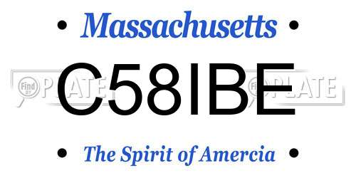 C58IBE Massachusetts License Plate
