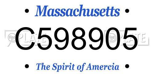 C598905 Massachusetts License Plate