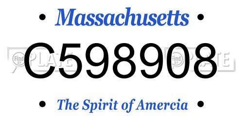 C598908 Massachusetts License Plate