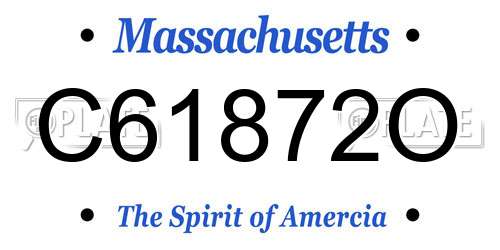 C61872O Massachusetts License Plate