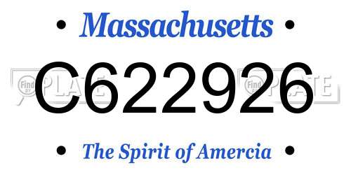 C622926 Massachusetts License Plate