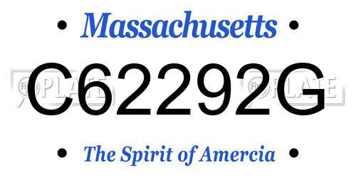 C62292G Massachusetts License Plate