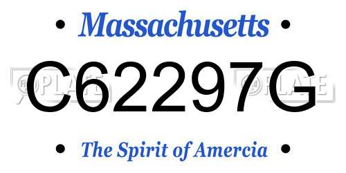 C62297G Massachusetts License Plate