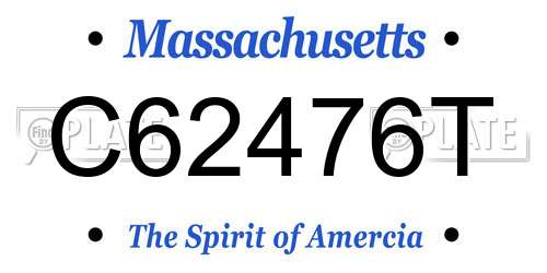 C62476T Massachusetts License Plate