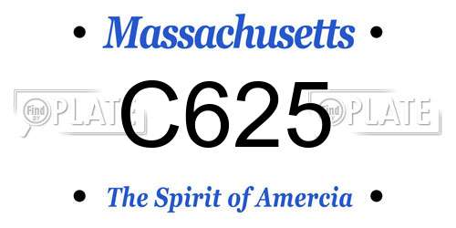 C625 Massachusetts License Plate