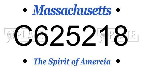 C625218 Massachusetts License Plate