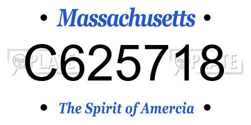 C625718 Massachusetts License Plate