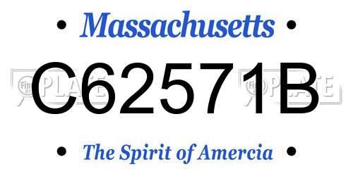 C62571B Massachusetts License Plate