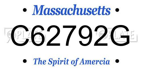 C62792G Massachusetts License Plate