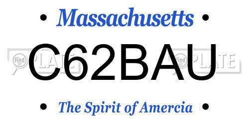 C62BAU Massachusetts License Plate