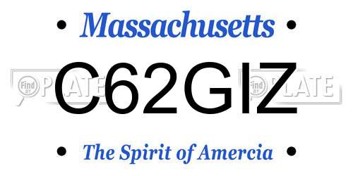 C62GIZ Massachusetts License Plate