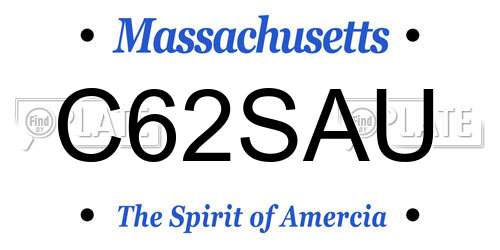 C62SAU Massachusetts License Plate