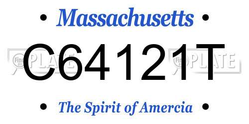 C64121T Massachusetts License Plate