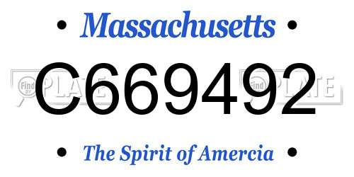 C669492 Massachusetts License Plate
