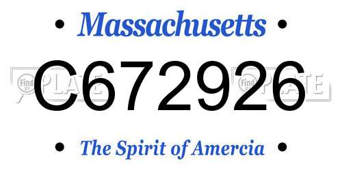 C672926 Massachusetts License Plate