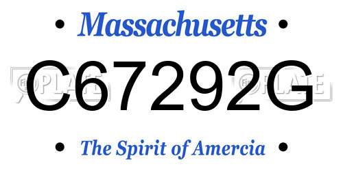 C67292G Massachusetts License Plate