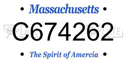 C674262 Massachusetts License Plate