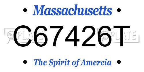 C67426T Massachusetts License Plate