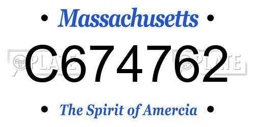 C674762 Massachusetts License Plate
