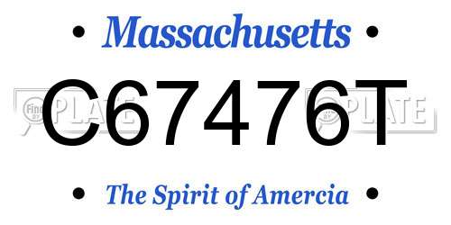 C67476T Massachusetts License Plate