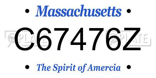 C67476Z Massachusetts License Plate