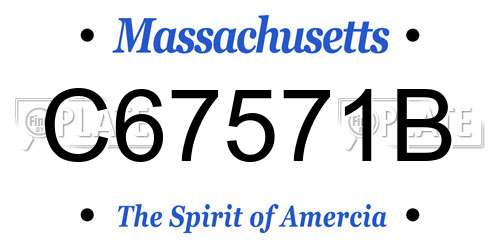 C67571B Massachusetts License Plate