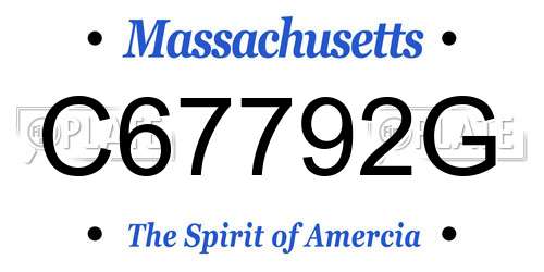 C67792G Massachusetts License Plate